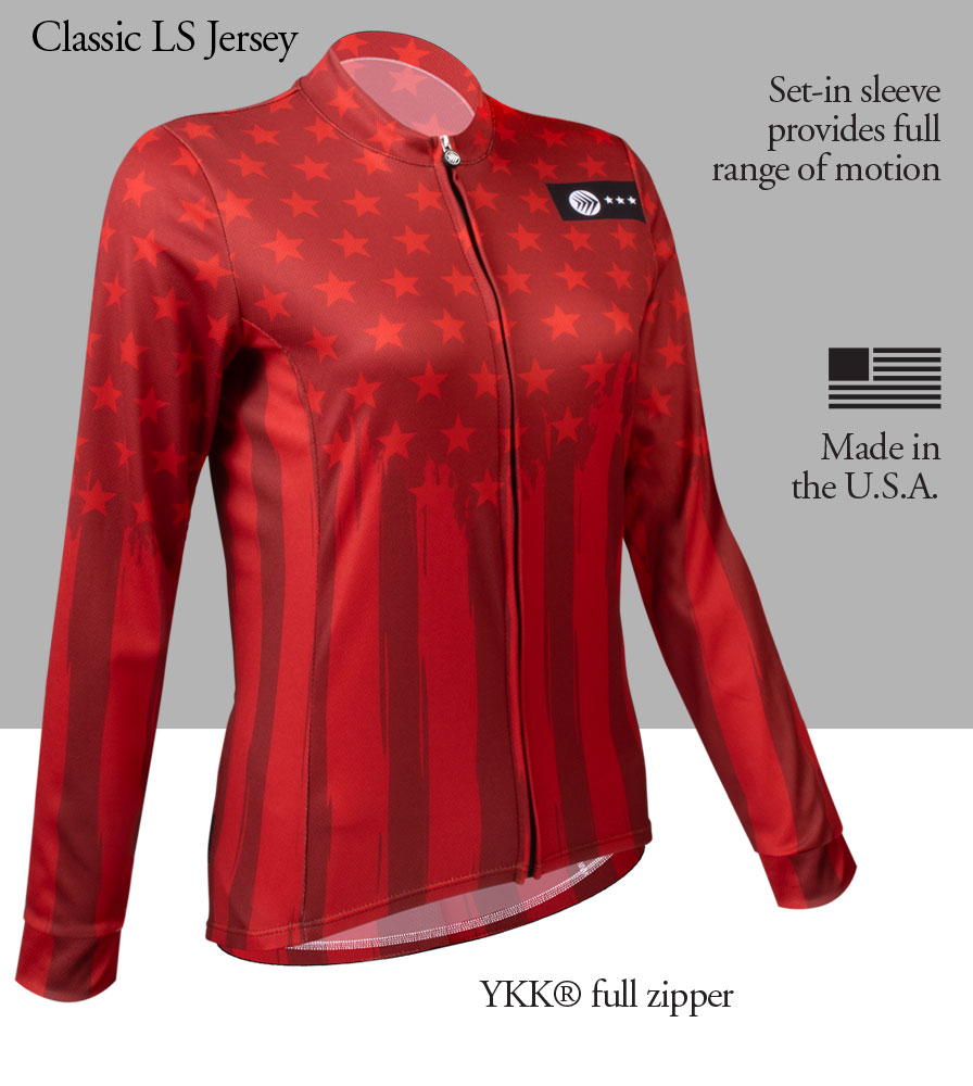 Women's Freedom Flag Bike Jersey Front Features