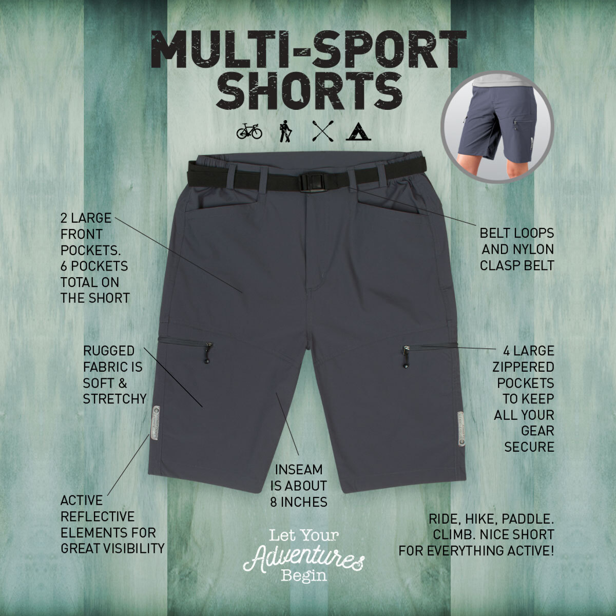 women's multi sport short features