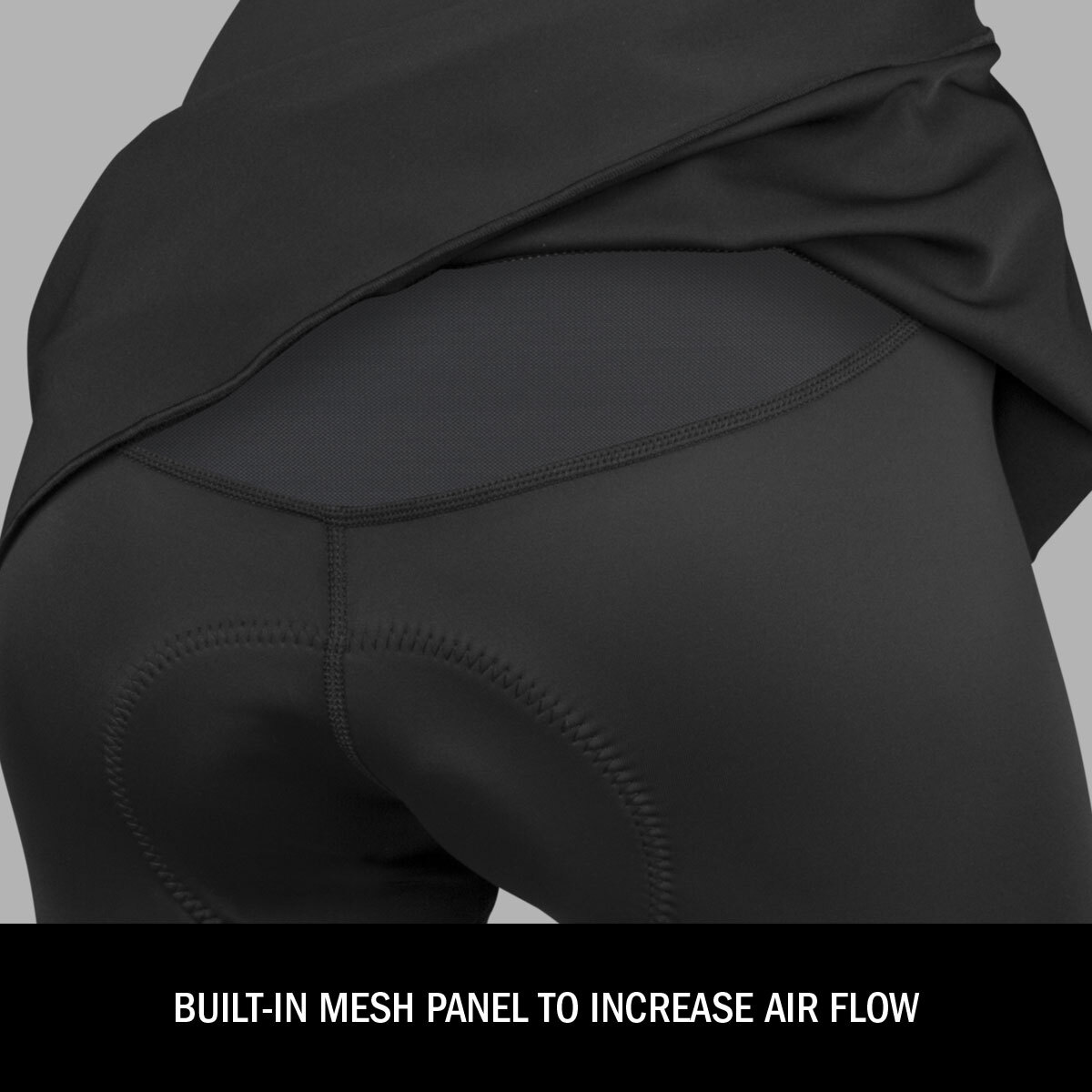 Padded cycling skort mesh panel