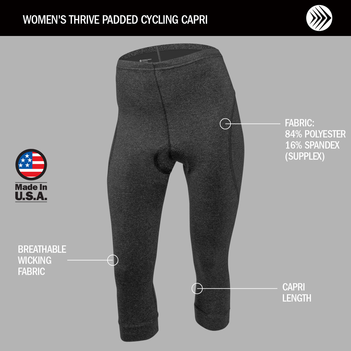 Women's Thrive Padded Capri features