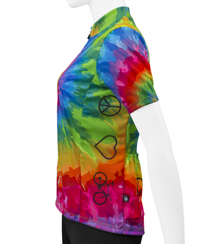 Women's Peace Rider Tie-Dye Cycling Jersey Side Panel Detail