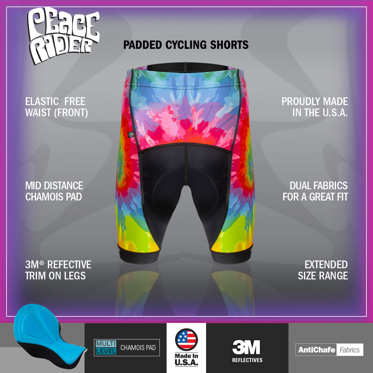 peace rider bike shorts features