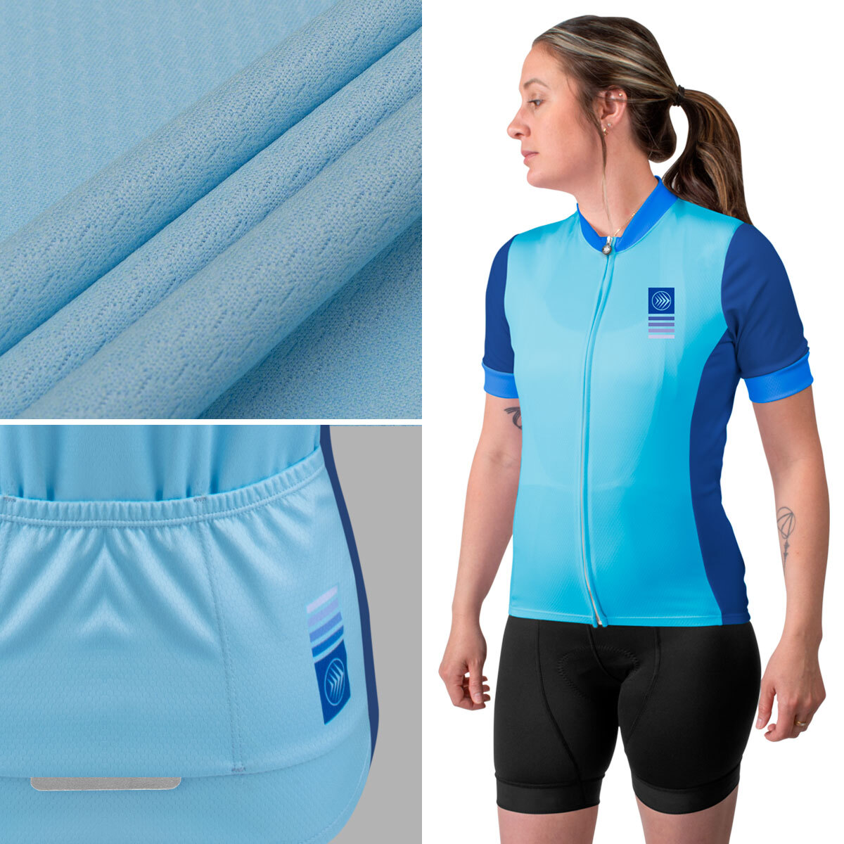 women's club jersey - solid blue on model