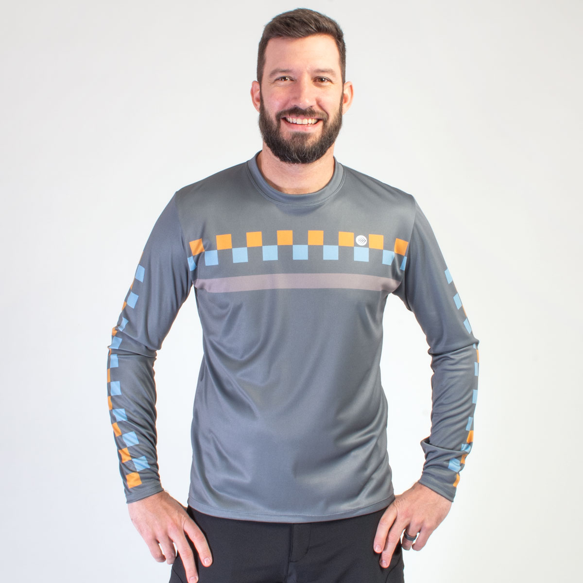 Men's Checkers Long Sleeve Lightweight MTB Jersey