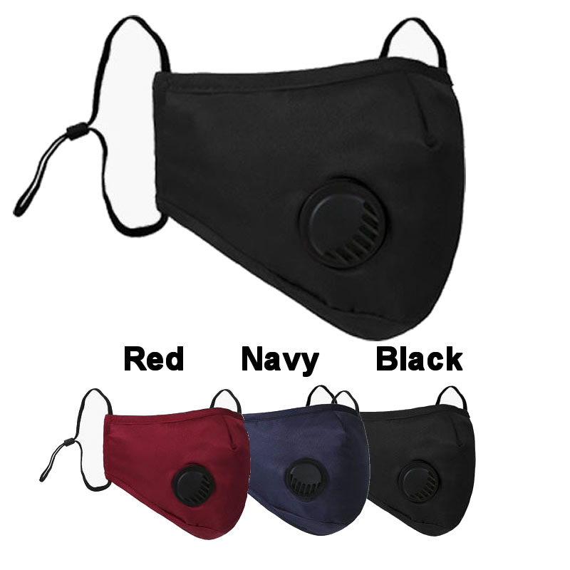 cotton facemask with breathing port black navy wine