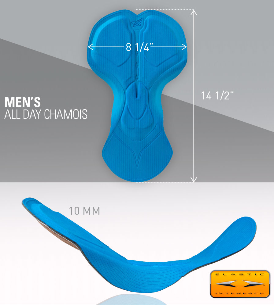 Men's All Day Cycling Chamois Pad Measurements
