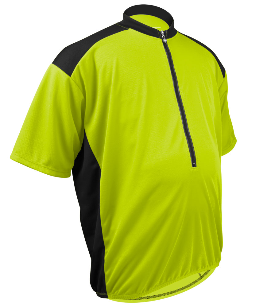 Big Man Colossal Safety Yellow Bike Jersey Off Front Detail