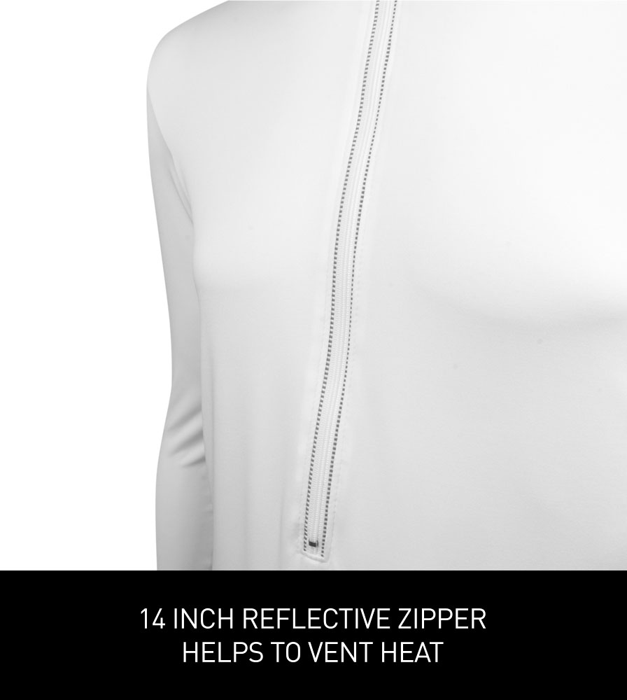 Eclipse Sun Protection Jersey Reflective Zipper and Pull Detail