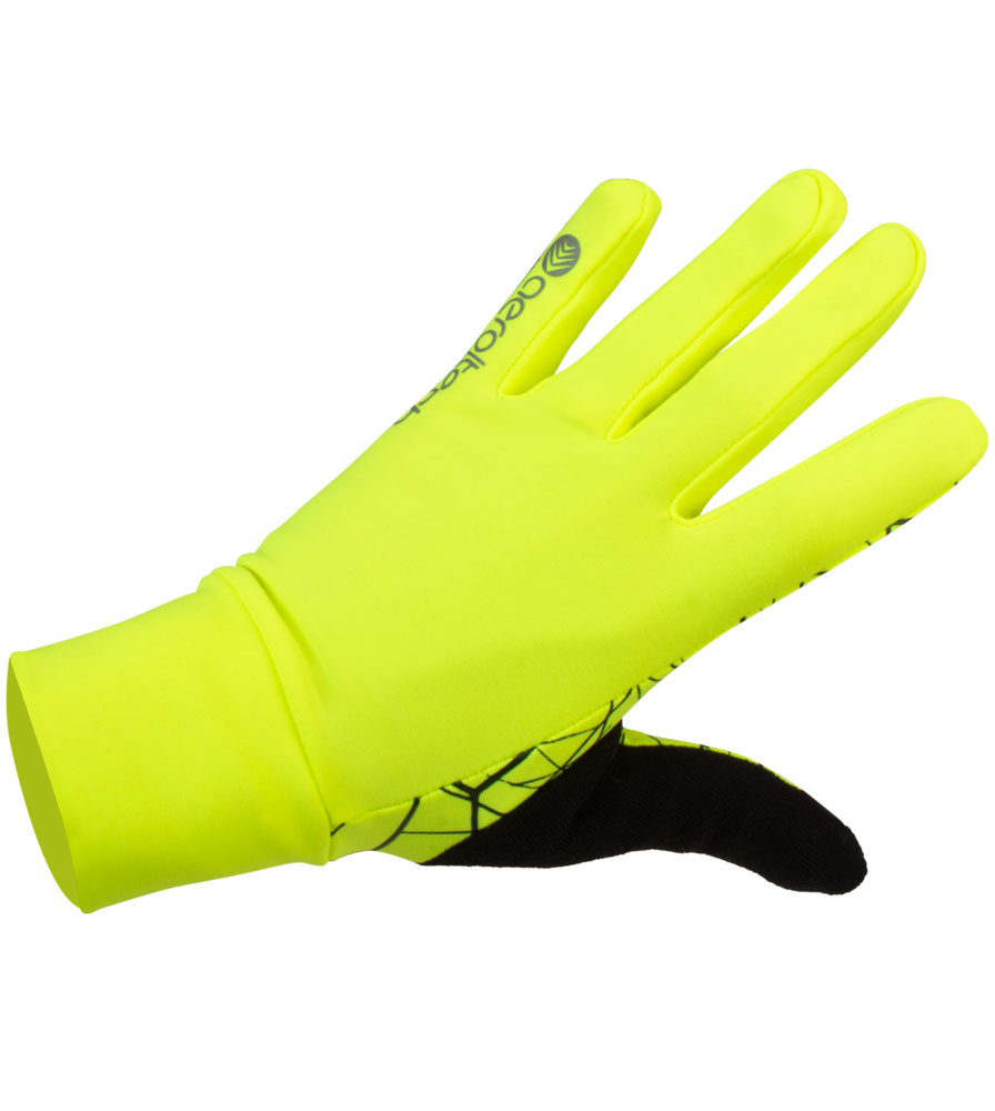 Black/Yellow Windproof Cycling Running Gloves + zip storage