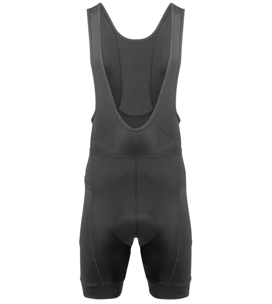 Men's 3D Gel Padded Black Bike Bib-Shorts Front View