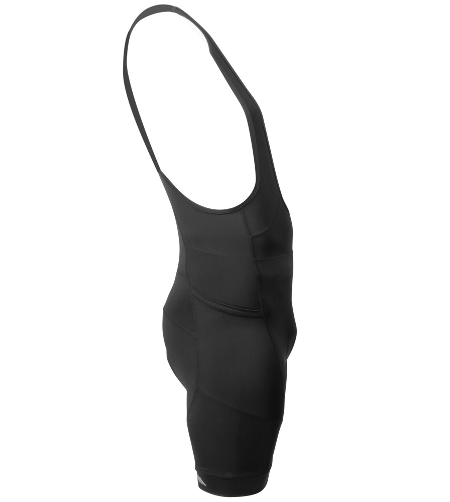 Men's 3D Gel Padded Black Bike Bib-Shorts Side View