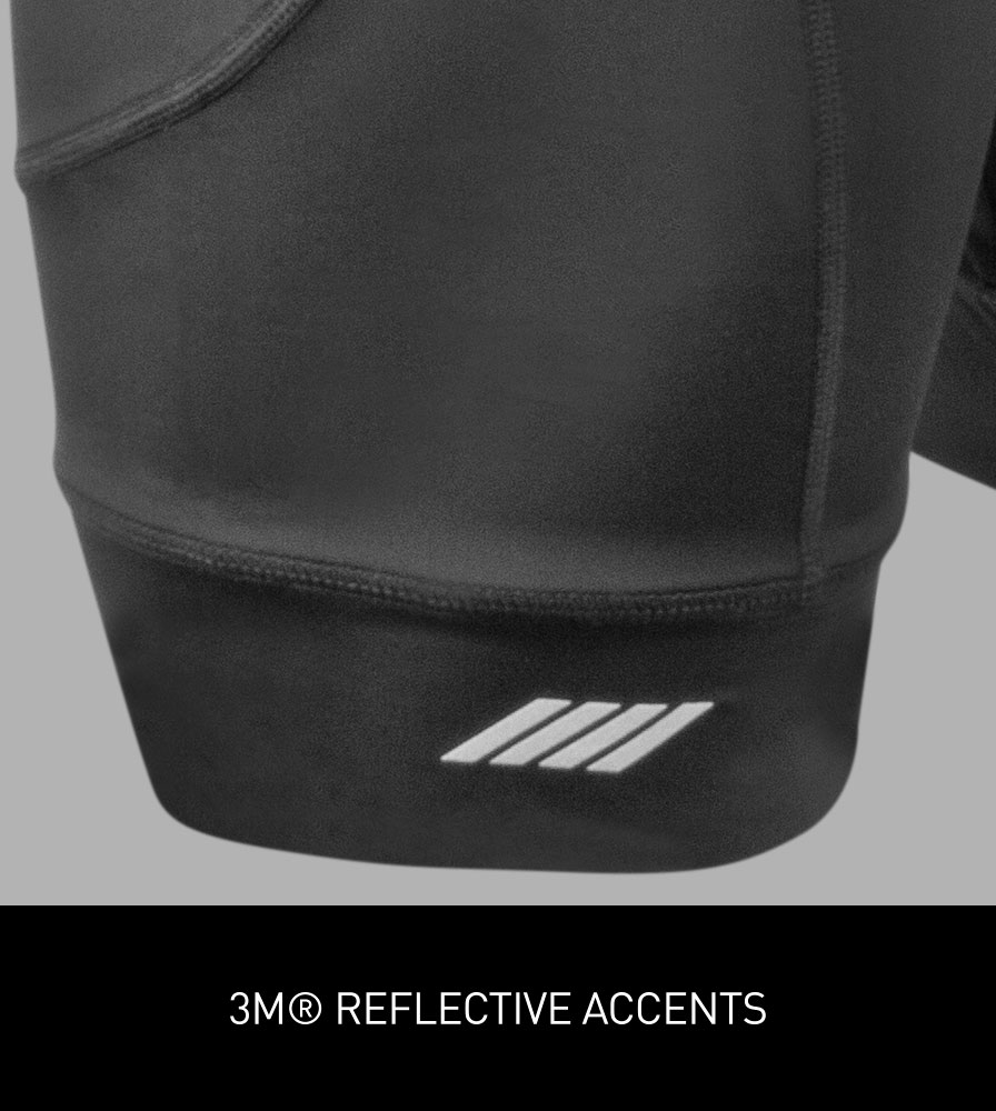 Men's 3D Gel Padded Black Bike Bib-Shorts Reflective Accents