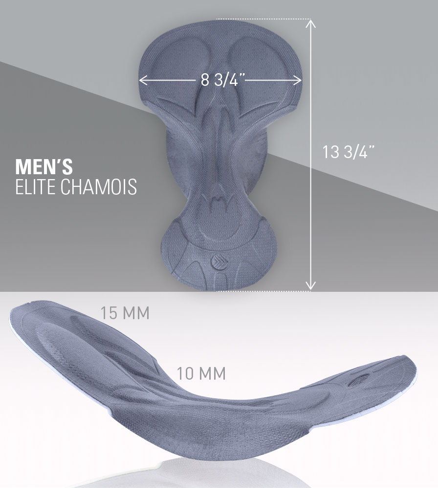 Men's Elite Chamois Pad Measurements