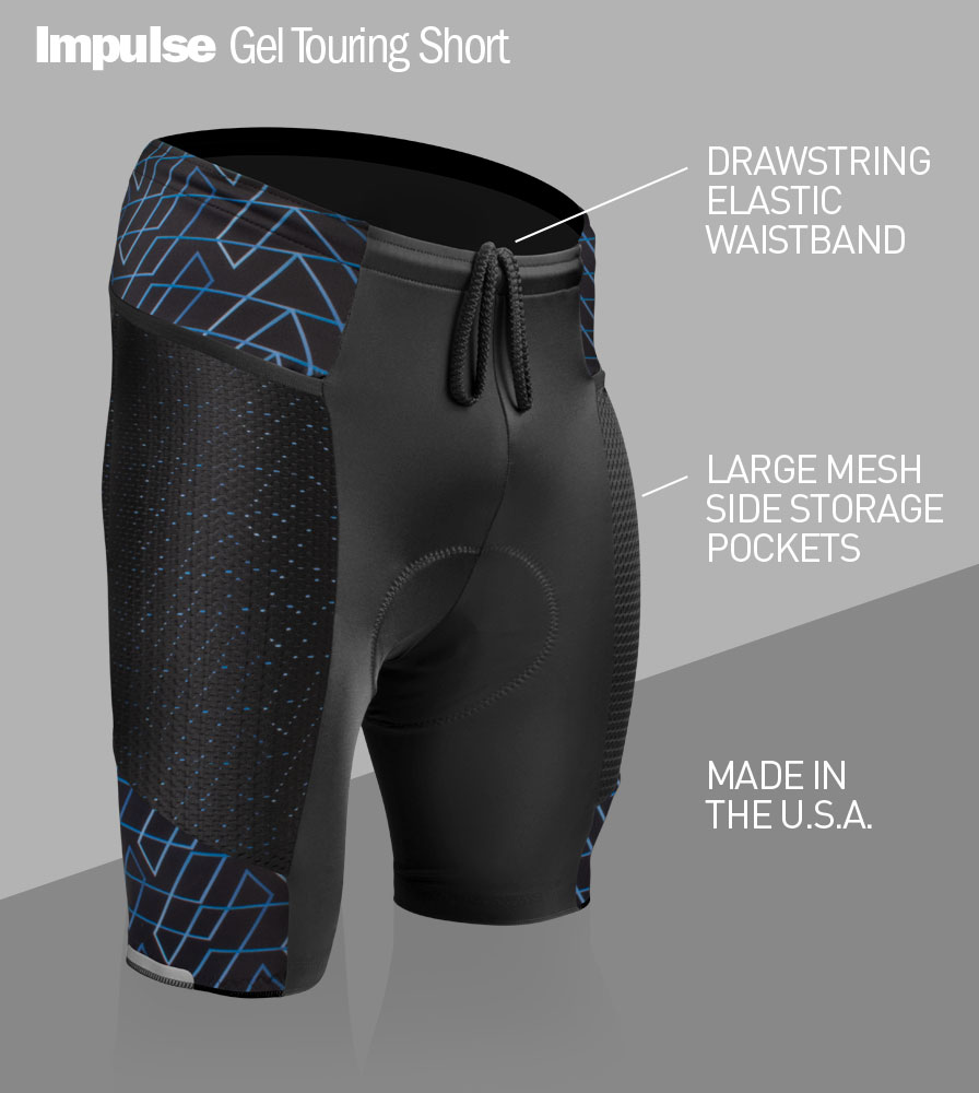 Men's Impulse Gel Touring Cycling Shorts Front Features