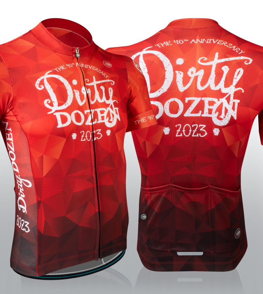 Men's Dirty Dozen 2023 Cycling Jersey Front and Back View