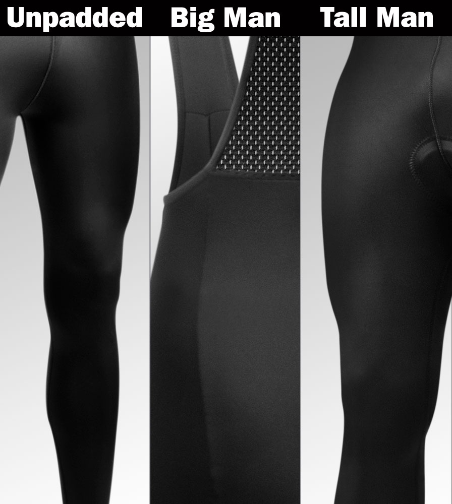 Men's Fleece Cycling BibTights Black Cold Weather Padded Aero Tech