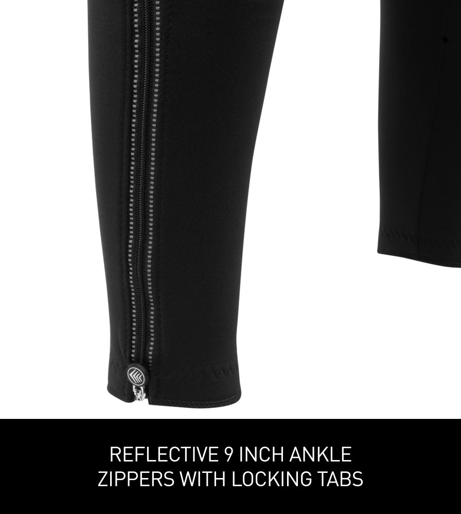 Men's Stretch Fleece Padded Cycling Bib-Tight Ankle Zipper Detail