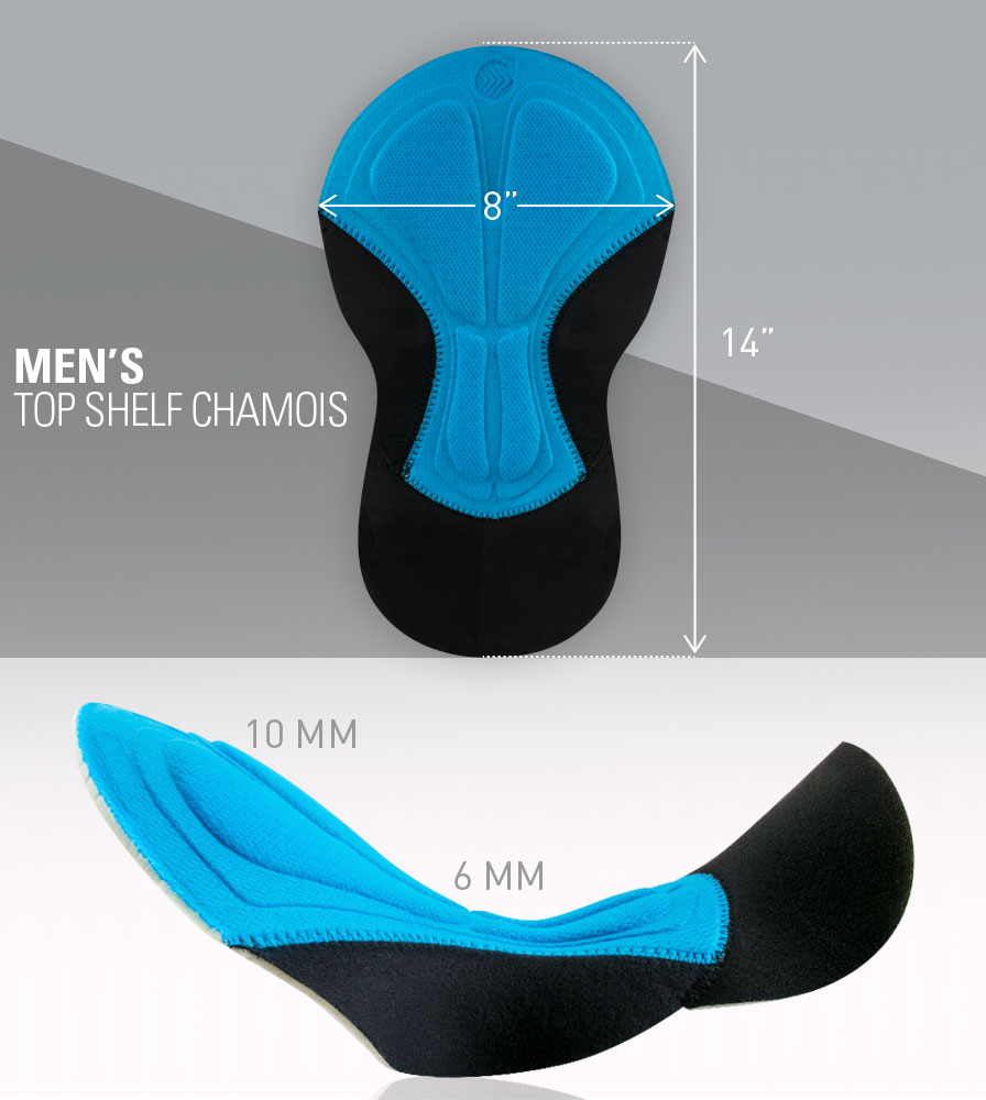 Top Shelf Padded Bike Chamois Measurements