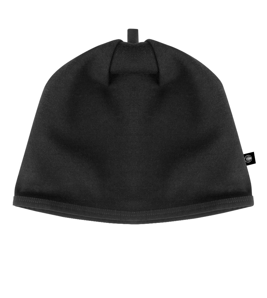 Merino Wool Beanie in Black Flat View