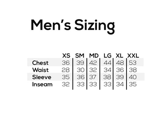 Showers Pass Men's Size Chart