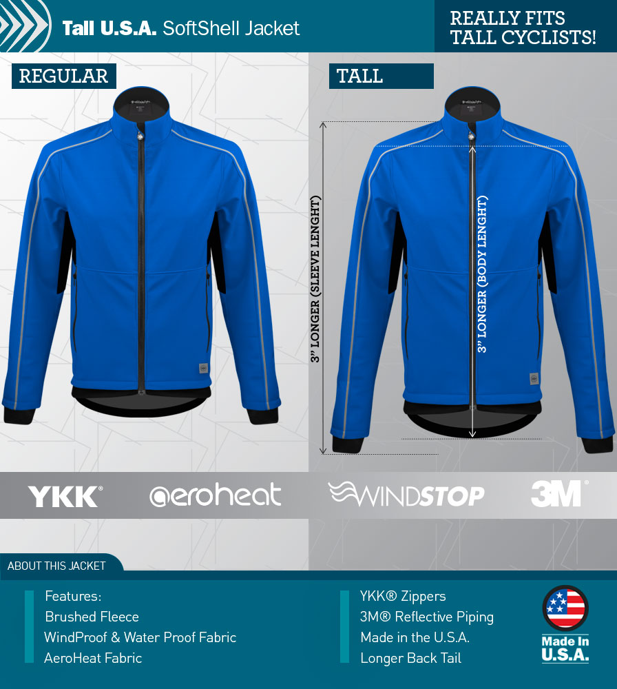 Men's USA Softshell Cycling Jacket - Quality Cold Weather Biking Coat