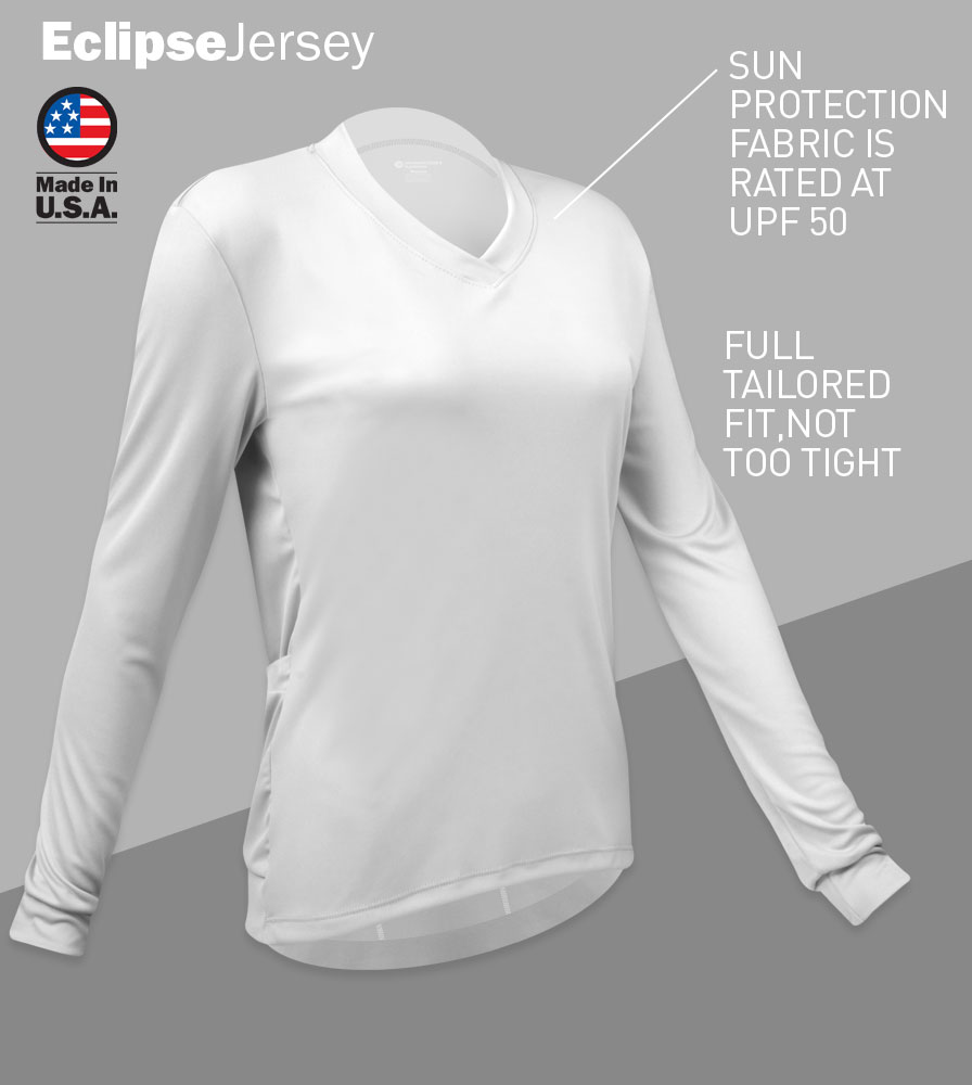 Women's ECO Eclipse Sun Protection Cycling Shirt Front Features