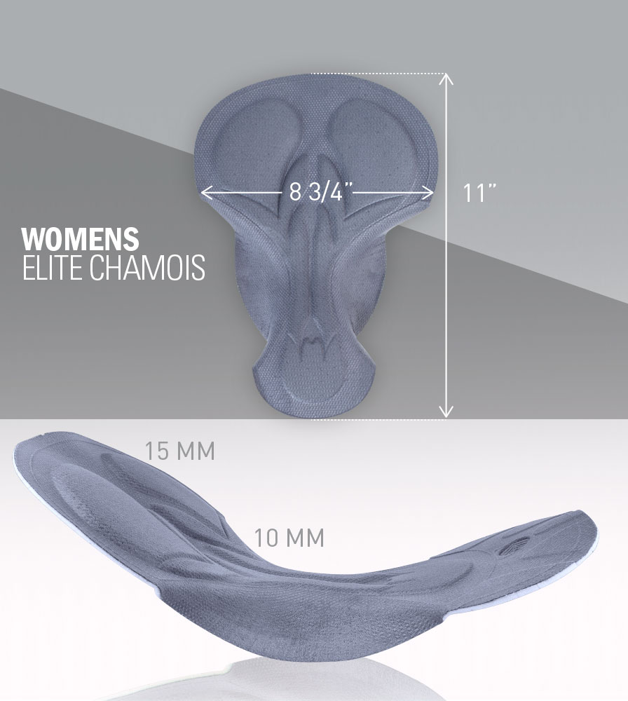 Women's Elite Chamois Pad Dimensions