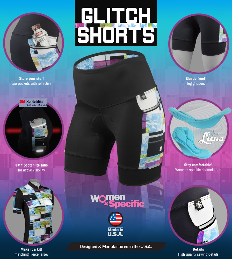 Women's Glitch Padded Cycling Shorts Features