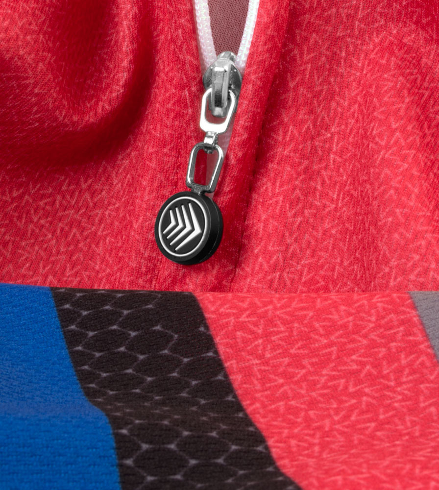 Red Team Leader Sprint Cycling Jersey Zipper Pull Detail