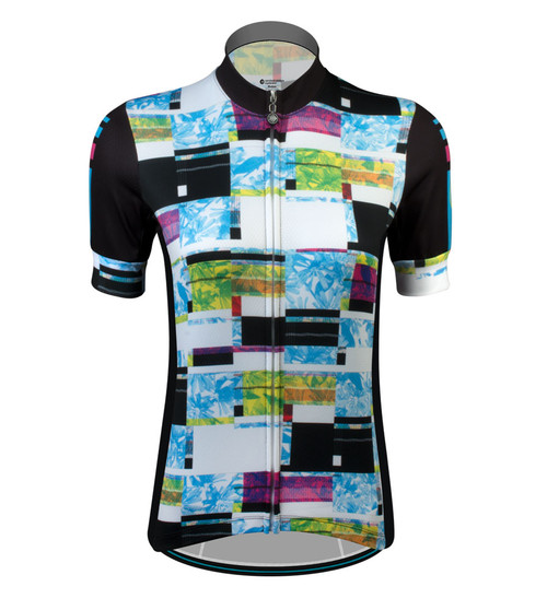 Race Cut Printed Glitch Design Fierce Cycling Jersey for Women