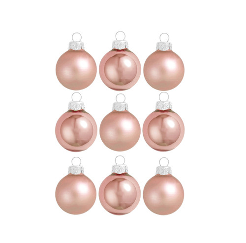 9ct Matte and Pearl Blush Pink Glass Ball Christmas Ornaments 2" (50mm)