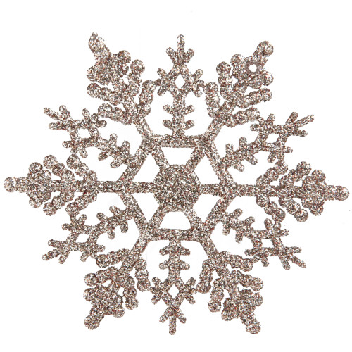 Club Pack of 24 Shimmering Champagne Glitter Snowflake Christmas Ornaments 3.75"