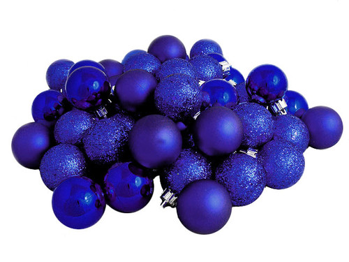 96ct Royal Blue 4-Finish Shatterproof Christmas Ball Ornaments 1.5" (40mm)