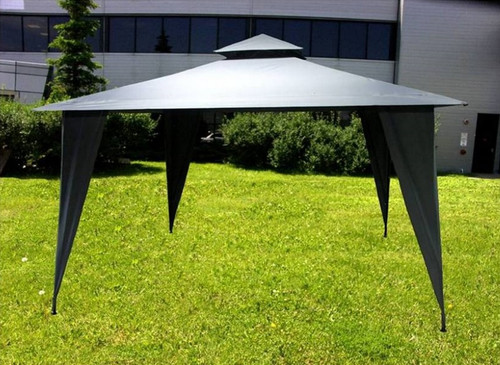 11.5' x 11.5' Gray Outdoor Patio Party Malbaie Gazebo with Double Air Vent