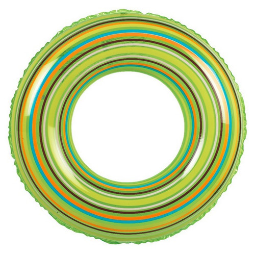 Inflatable Green Striped Pool Swim Ring Inner Tube Float, 35-Inch