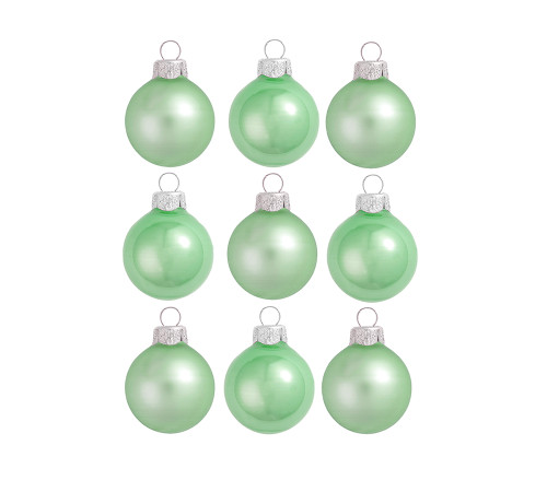 9ct Matte and Pearl Mint Green Glass Ball Christmas Ornaments 2" (50mm)