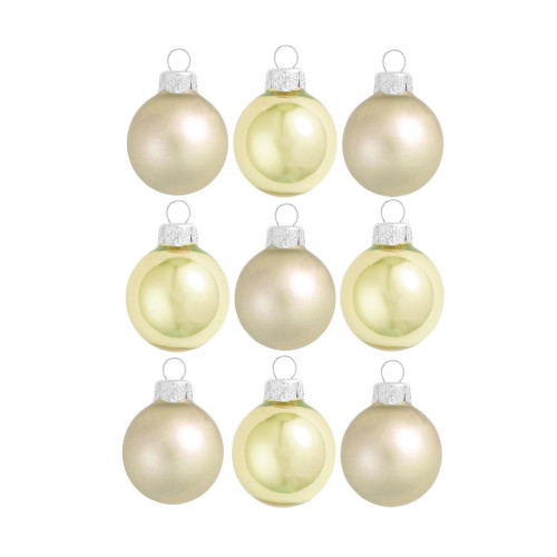 9ct Matte and Pearl Champagne Gold Glass Ball Christmas Ornaments 2" (50mm)