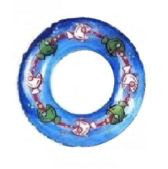 Inflatable Blue Cartoon Fish Pool Swim Ring Inner Tube Float, 30-Inch
