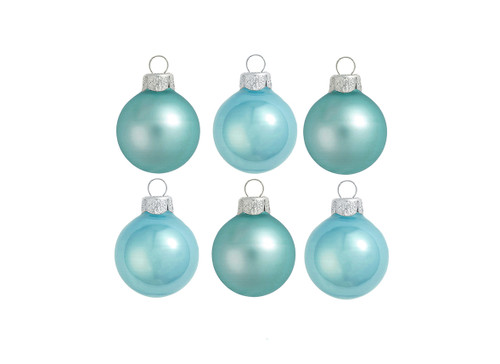 6ct Matte and Pearl Light Teal Blue Glass Ball Christmas Ornaments 2.5" (65mm)