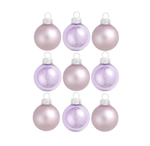 9ct Matte and Pearl Lavender Purple Glass Ball Christmas Ornaments 2" (50mm)