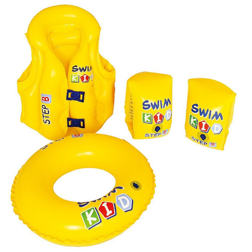 4-Pieces Inflatable Yellow Swim Kid Children's Swimming Pool Float Learning Set, 20-Inch