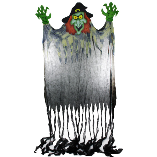 11' Green and Black Witch with Hands Hanging Halloween Figurine
