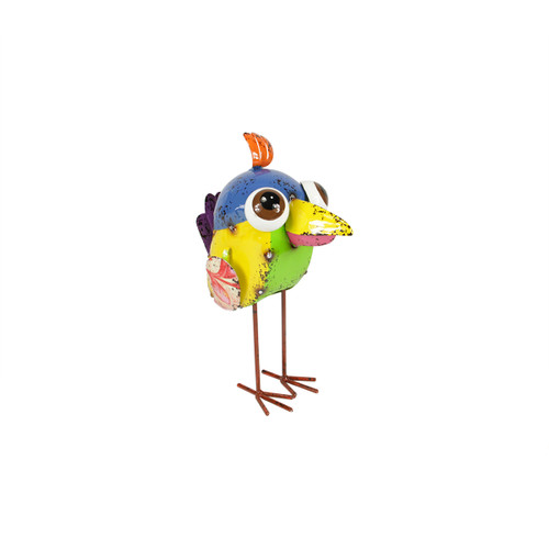 8.5" Bright Multi-Colored Distressed Finish Petite Bird Outdoor Patio Garden Figure