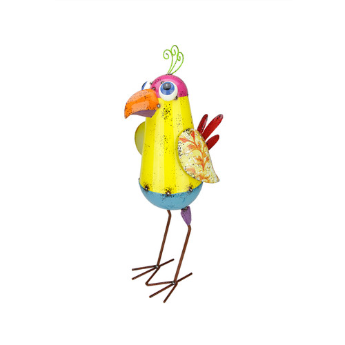 23.5" Bright Multi-Color Distressed Finish Bird Outdoor Patio Garden Figure