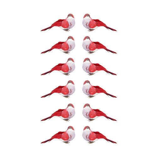 Set of 12 Red and White Bird Christmas Ornaments 4.25"