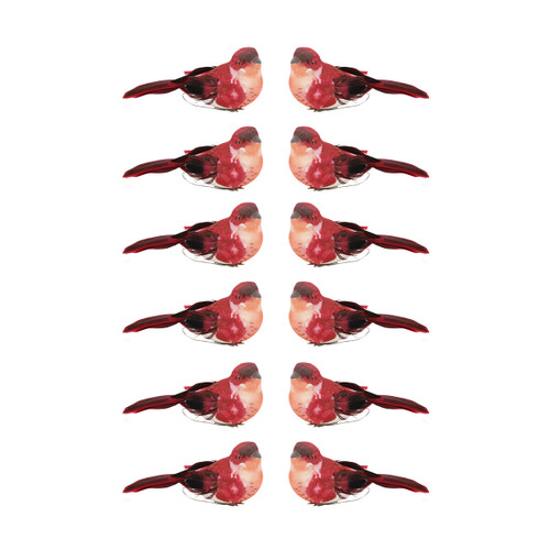 Pack of 12 Graceful Elegance Red and White Bird Christmas Ornaments 4.5"