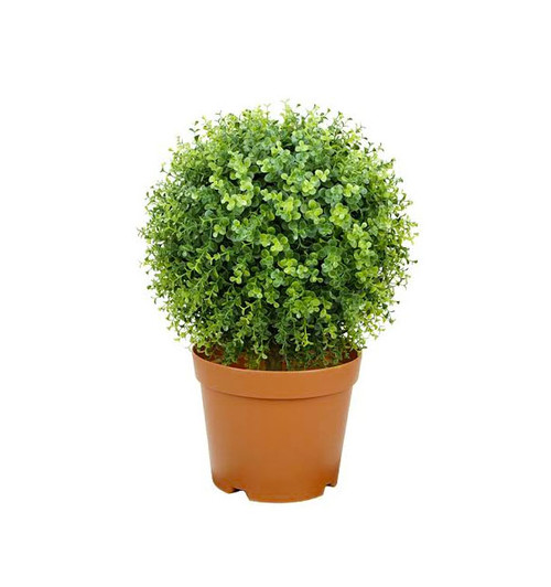 20.5" Potted Two-Tone Artificial Boxwood Ball Topiary Plant