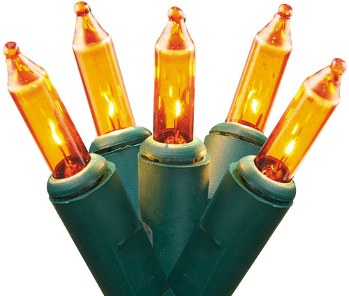 50-Count Gold Mini Christmas Light Set, 10.2ft Green Wire