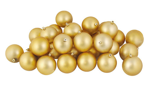 32ct Vegas Gold Shatterproof Matte Christmas Ball Ornaments 3.25" (80mm)