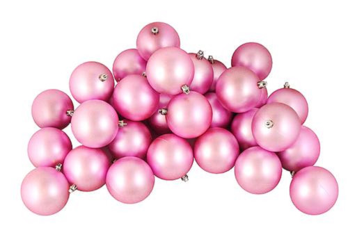 32ct Bubblegum Pink Shatterproof Matte Christmas Ball Ornaments 3.25" (80mm)